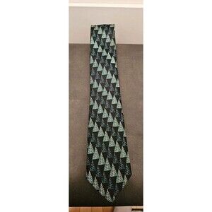 Festive Christmas Tree Holiday Mens Necktie Black Green Red Blue Hand Made